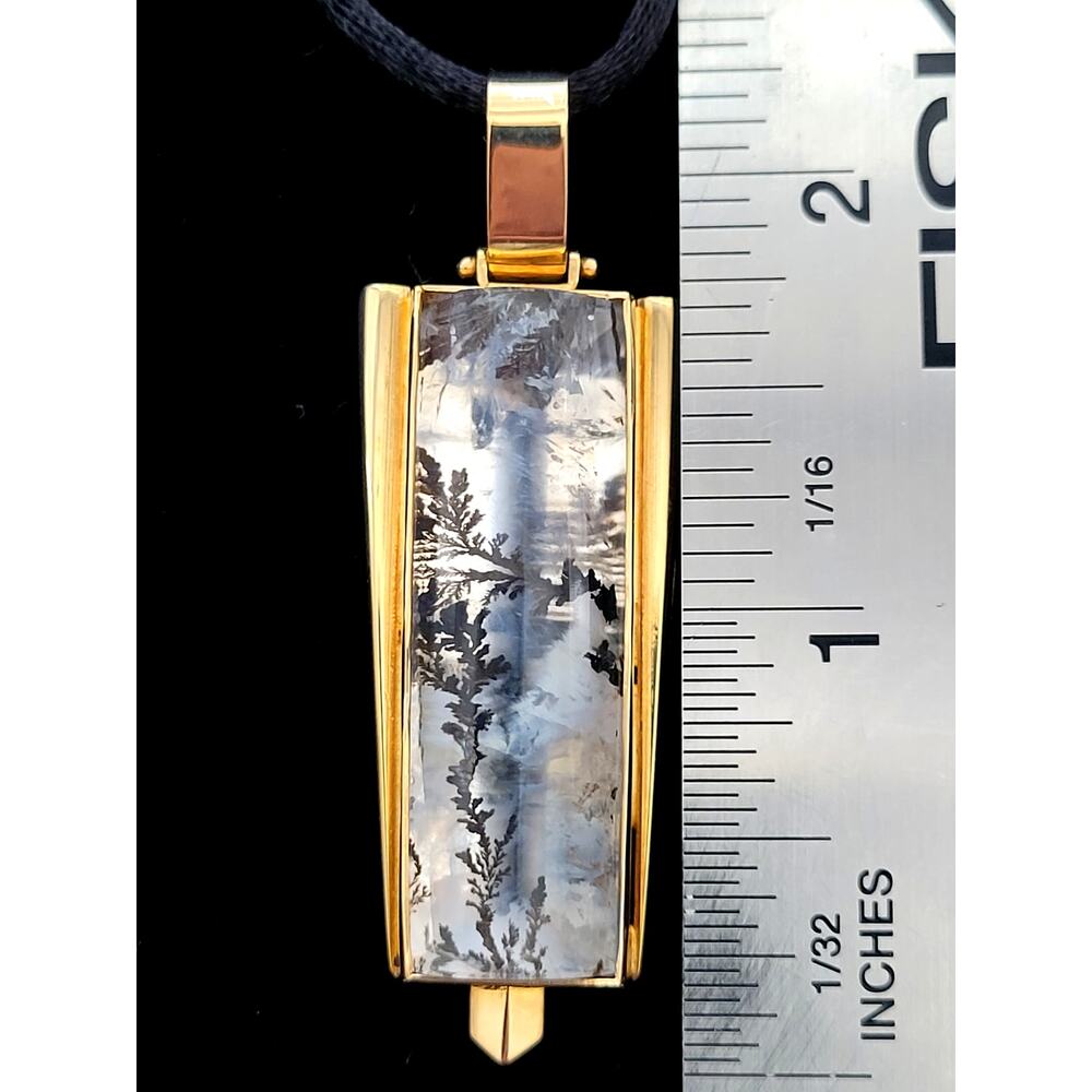 Dendritic Crystal Pendant in 14k Gold Mounting Deco Inspired